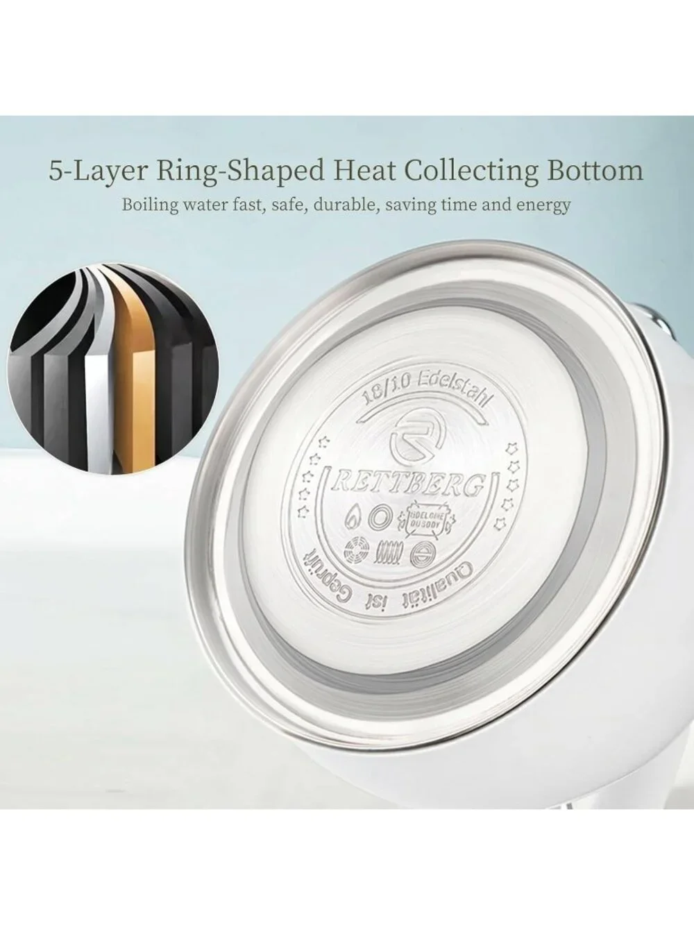 White Whistling 2.64QuartT Stainless Steel with Cool Touch Handle Tea kettles